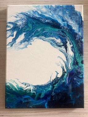 Abstract Ocean Wave Canvas Wall Art - Handpainted